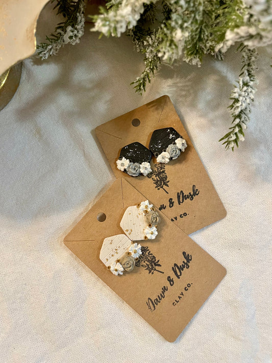 Neutral floral studs (oversized)